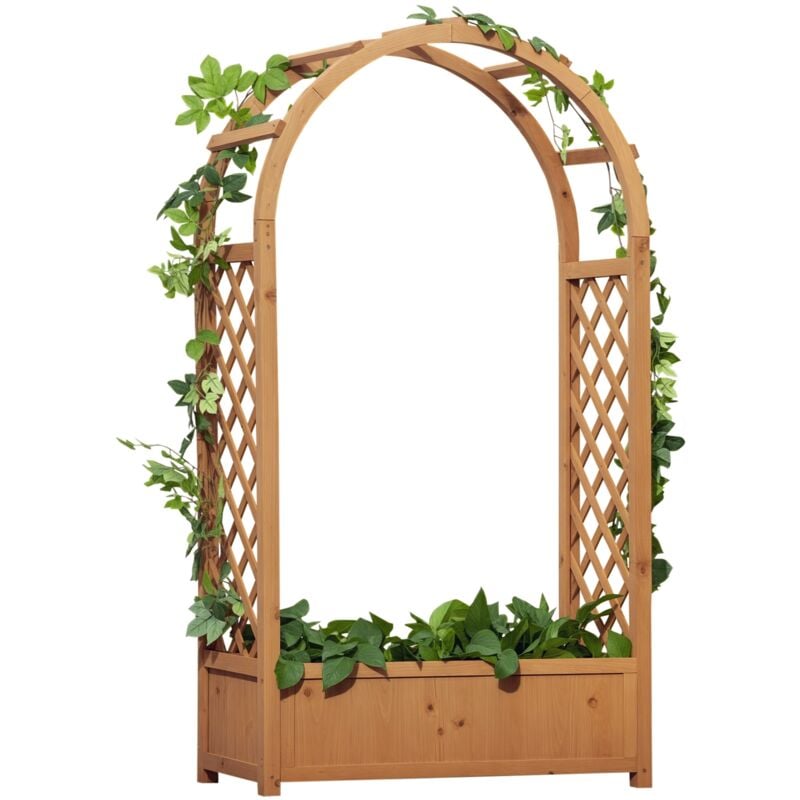 Jardinière avec treillis et arche - bac à fleurs - jardinière sur pied - dim. 83L x 36l x 152H cm - bois sapin pré-huilé
