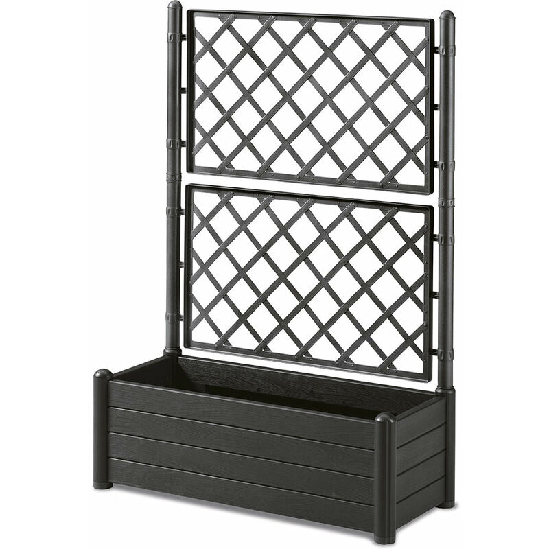 Jardinière avec treillis venezia Gris Plastique 100x43cm - Gris