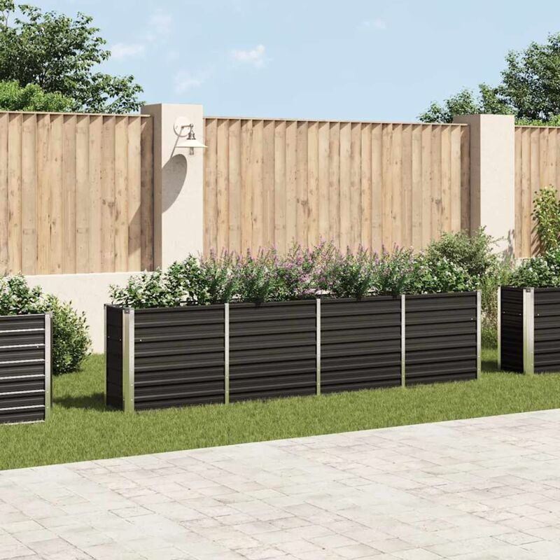 Jardinière Bac a Fleur 320x40x77 cm Acier galvanisé Anthracite 65418