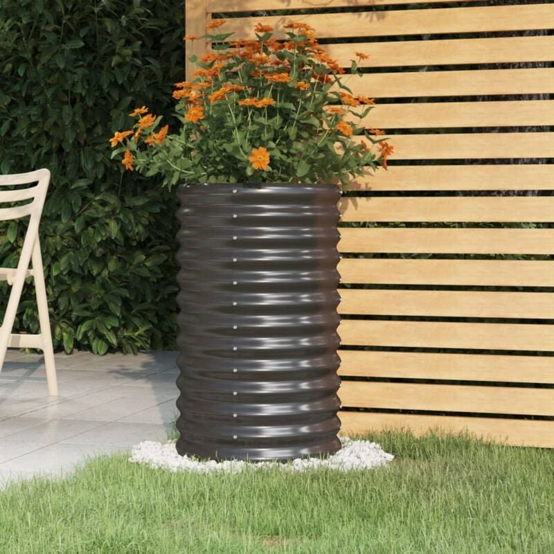 Jardinière Bac a Fleur Acier enduit de poudre 40x40x68 cm Anthracite 33687