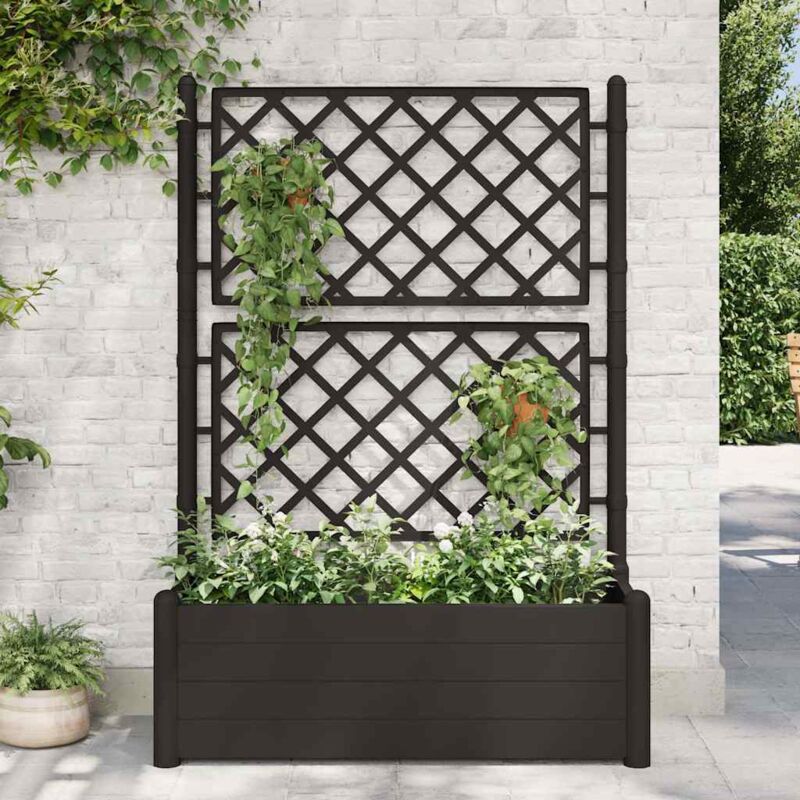 Jardinière Bac a Fleur avec treillis 100x43x142 cm pp Anthracite 57671