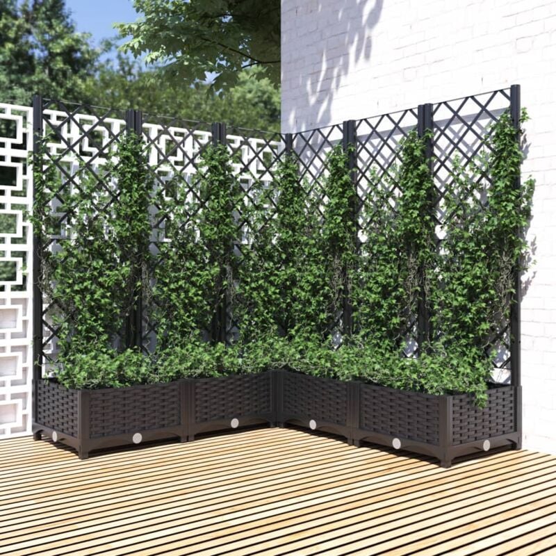 Jardinière Bac a Fleur avec treillis Noir 120x120x121,5 cm pp 24058