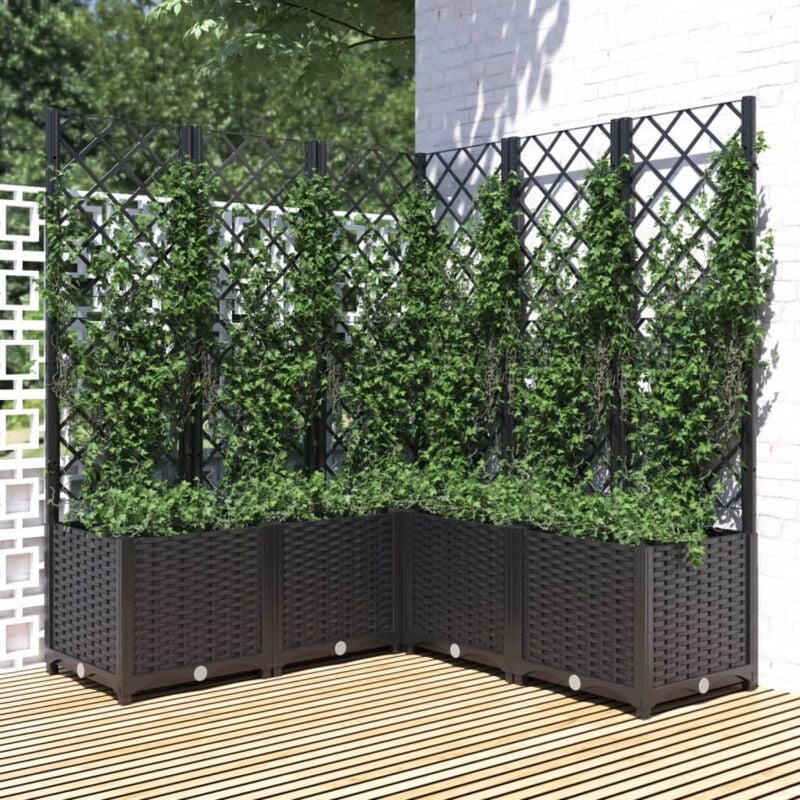 Maison Chic - Jardinière Bac a Fleur avec treillis Noir 120x120x136 cm pp 17113