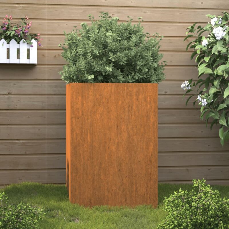 Jardinière Bac a Fleur Gris 52x48x75 cm Acier corten 90354