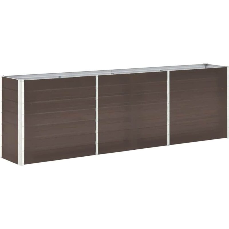 Jardinière Bac a Fleur Lit surélevé de jardin Acier galvanisé 240x40x77 cm Marron 82474