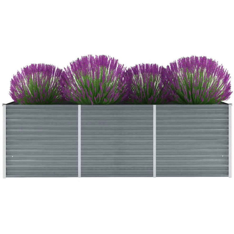 Jardinière Bac a Fleur Lit surélevé de jardin Acier galvanisé 240x80x77 cm Gris 97341