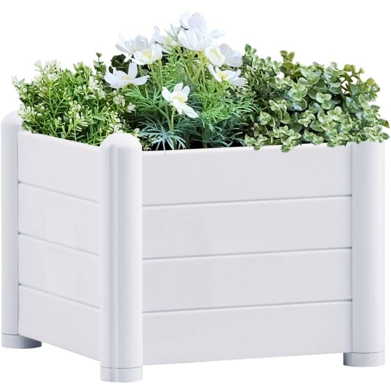 Jardinière Bac a Fleur Lit surélevé de jardin pp Blanc 43x43x35 cm 93364