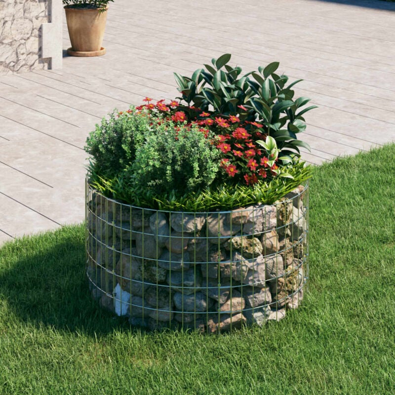 Maison Chic - Jardinière Bac a Fleur Lit surélevé à gabion circulaire Acier galvanisé Ø100x50 cm 90728