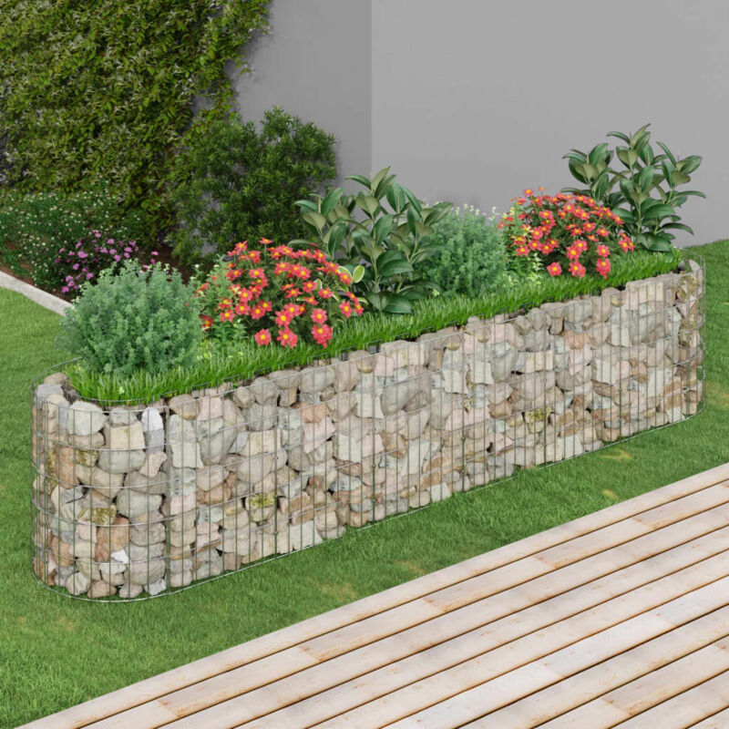 Jardinière Bac a Fleur Lit surélevé à gabion Fer galvanisé 260x50x50 cm 98524
