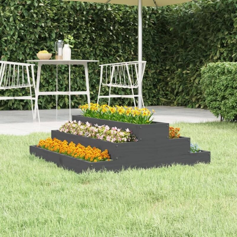 Vidaxl - Jardinière Gris 80x80x27 cm Bois massif de pin