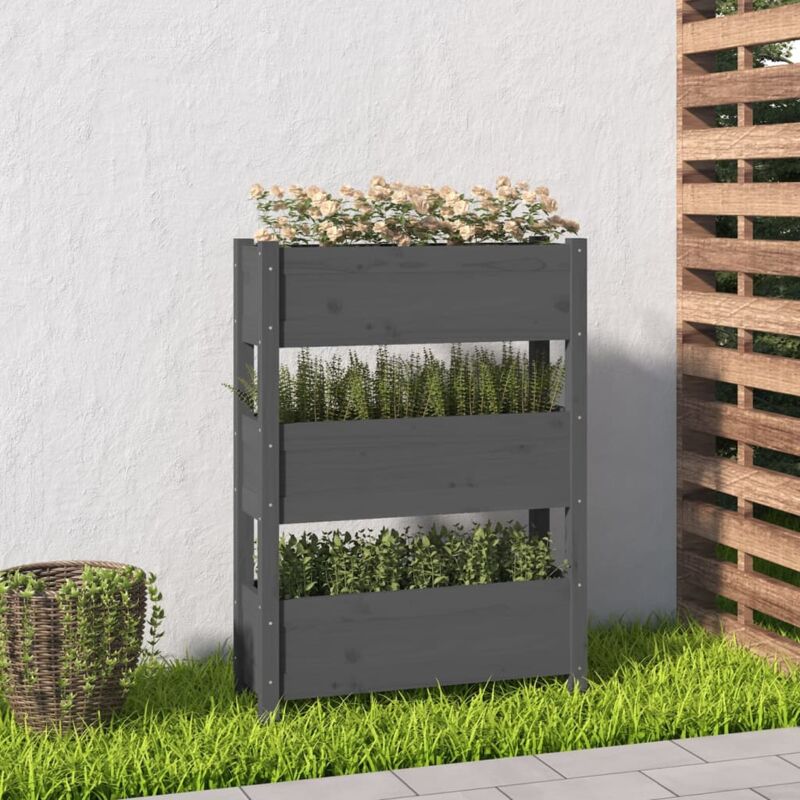 Vidaxl - Jardinière Gris 77x25x104,5 cm Bois massif de pin