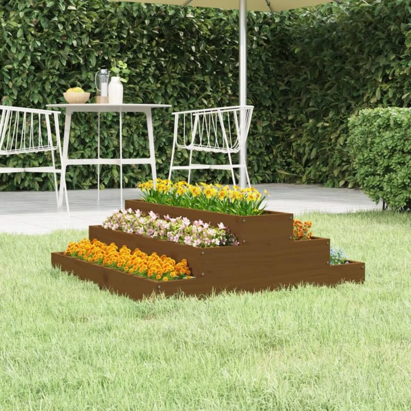 Vidaxl - Jardinière Marron miel 80x80x27 cm Bois massif de pin