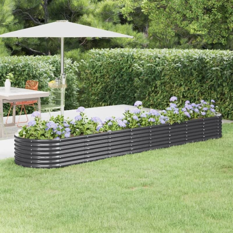Jardinière de jardin Bac a Fleur Acier enduit poudre 368x80x36cm Anthracite 79066