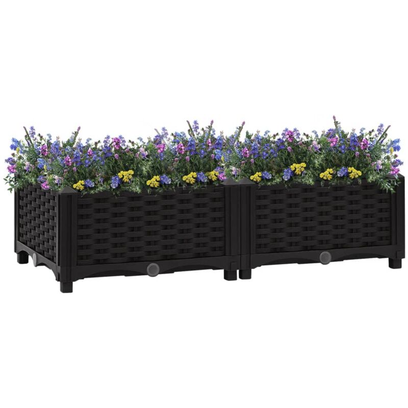 Jardinière de jardin - Balconnière à fleurs Lit surélevé 80x40x23 cm Polypropylène BV797281 Bonnevie Noir