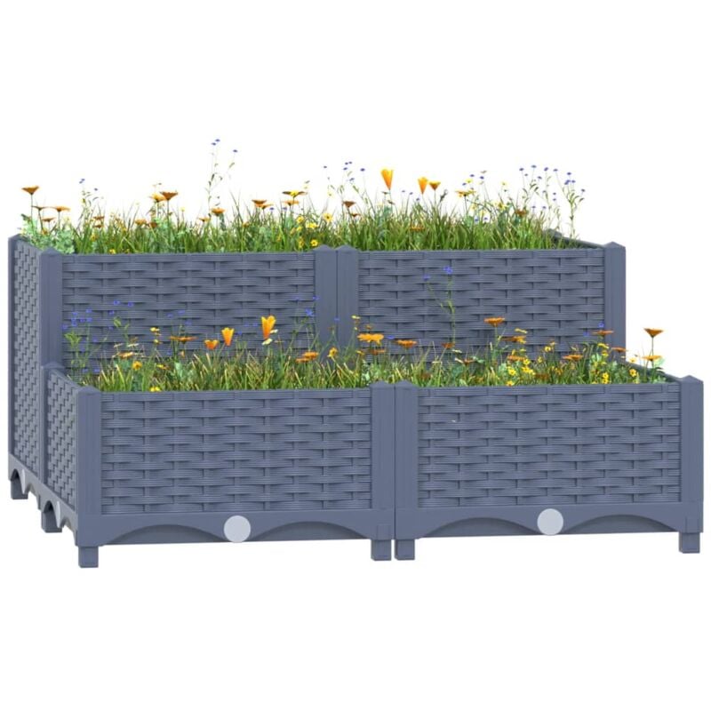 Jardinière de jardin - Balconnière à fleurs Lit surélevé 80x80x38 cm Polypropylène BV635508 Bonnevie Gris
