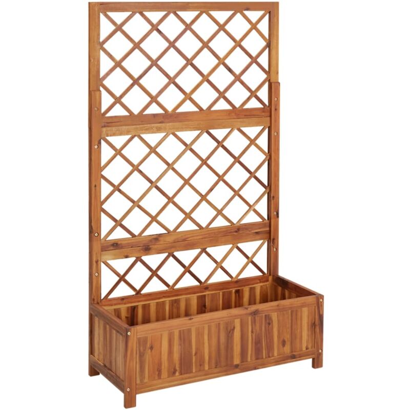 Jardinière de jardin - Balconnière à fleurs Lit surélevé avec treillis 85x38x150 cm Bois massif d'acacia BV181759 Bonnevie Brun