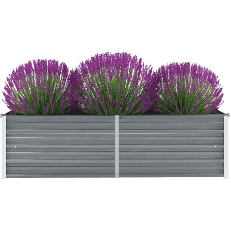Jardinière de jardin - Balconnière à fleurs Lit surélevé de jardin Acier galvanisé 160x40x45 cm Gris BV483536 - Gris