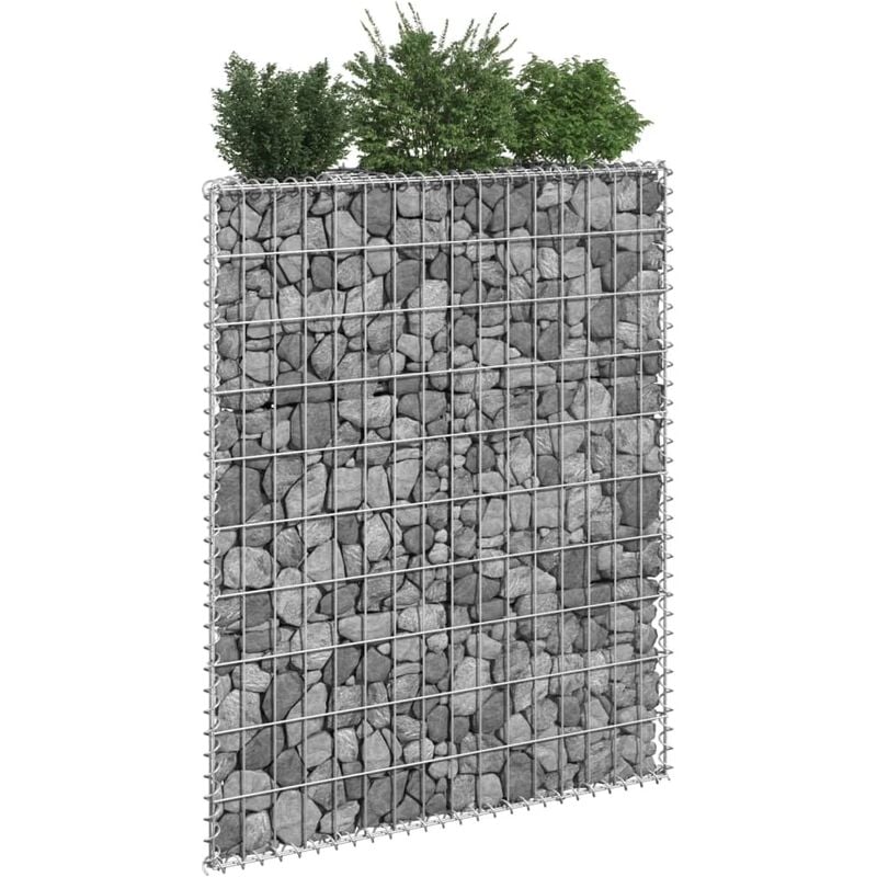 Jardinière Bac a Fleur Lit surélevé à gabion en trapèze Acier galvanisé 80x20x100 cm 45904
