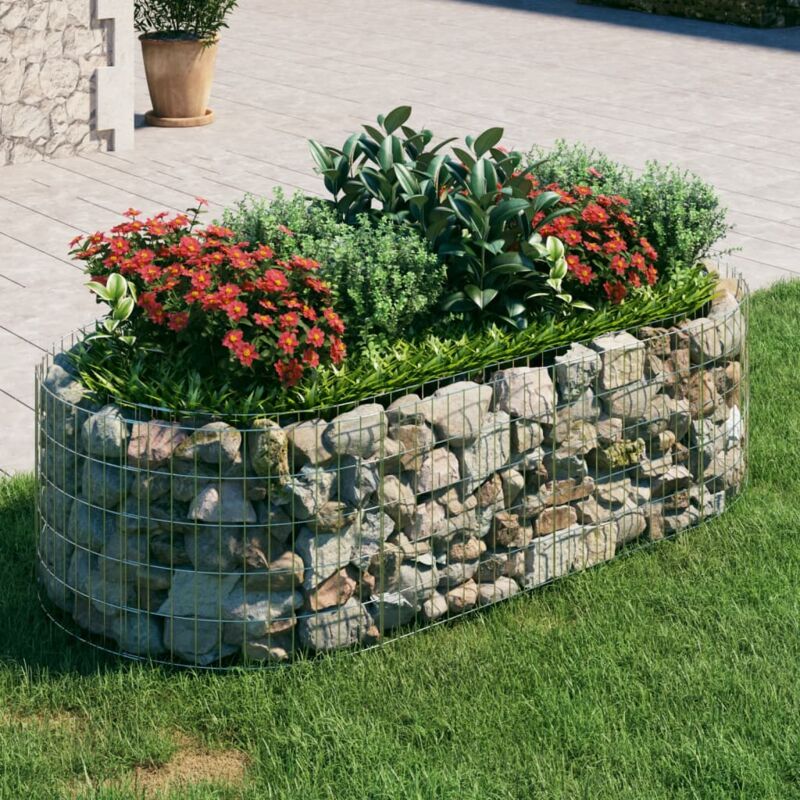 Jardinière de jardin - Balconnière à fleurs Lit surélevé à gabion Fer galvanisé 200x100x50 cm BV378332 Bonnevie Argent