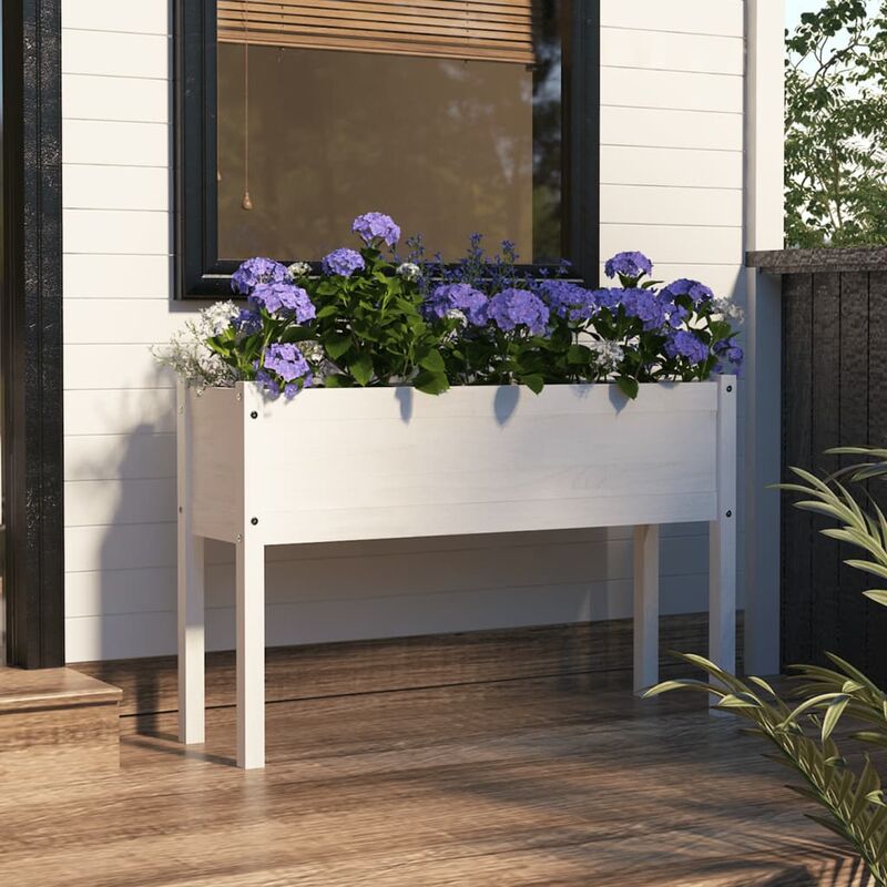 Maisonchic - Jardinière d'extérieur Bac a Fleur | Blanc 110x31x70 cm Bois de pin massif 61296 - Blanc