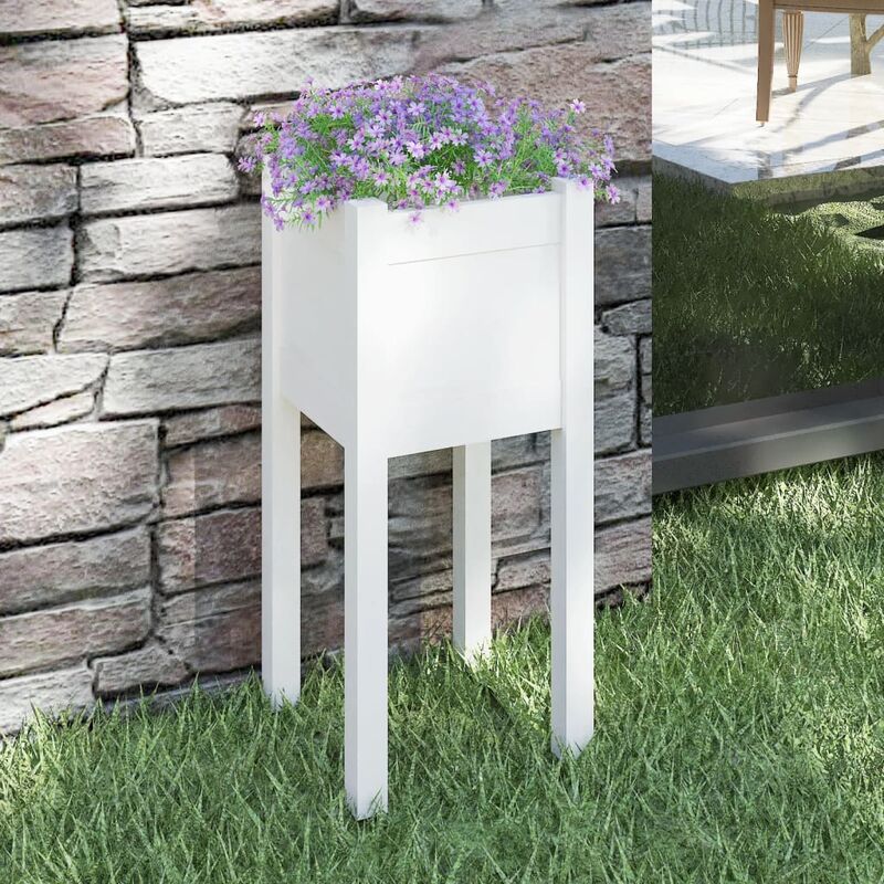 Maisonchic - Jardinière d'extérieur Bac a Fleur | Blanc 31x31x70 cm Bois de pin massif 99334 - Blanc