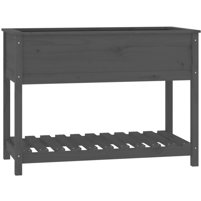 Vidaxl - Jardinière avec étagère Gris 111,5x54x81 cm Bois massif de pin