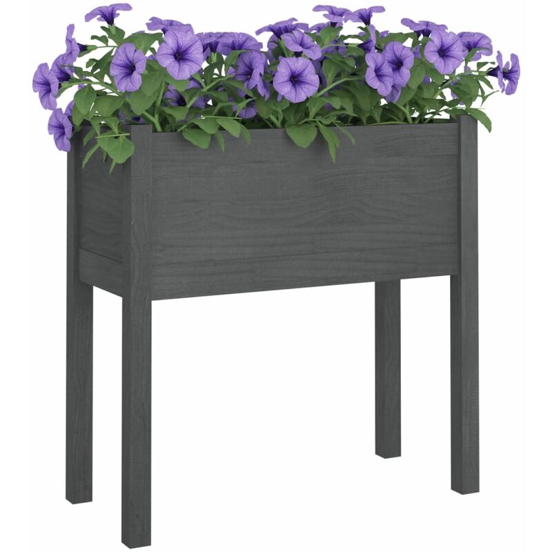 Jardinière Gris 70x31x70 cm Bois de pin massif