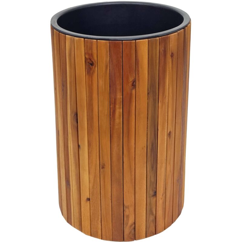 Jardinière HHG 583, bac à fleurs, rond 50x34cm Outdoor bois d'acacia certifié mvg, brun