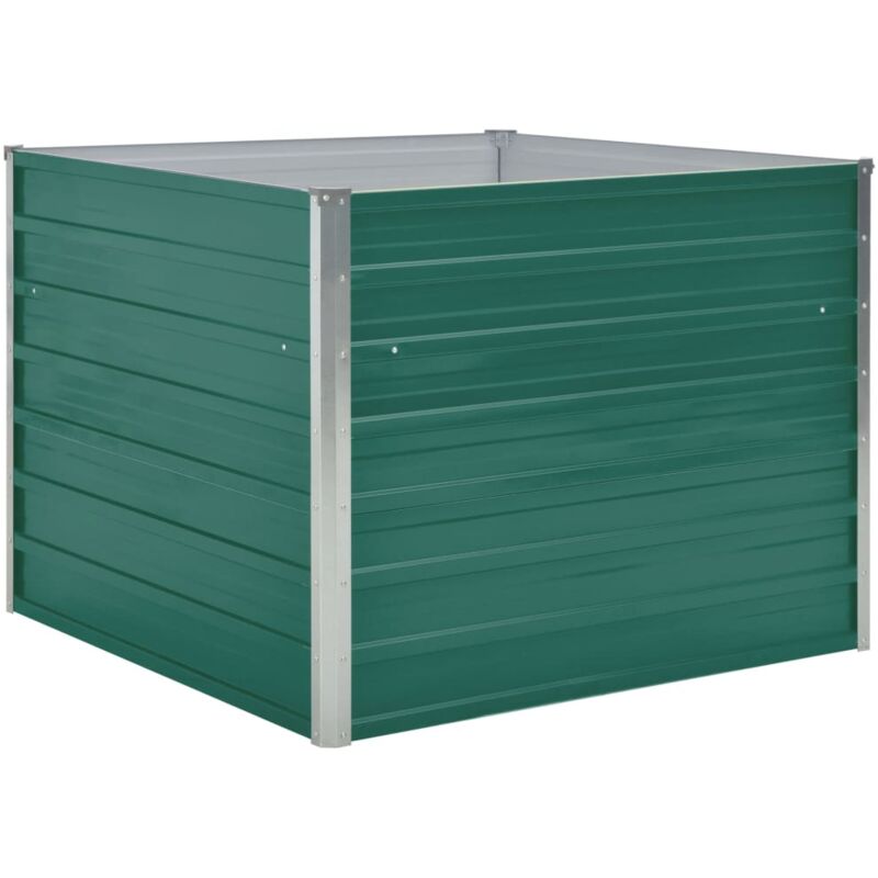 Jardinière lit surélevé plantes fleurs jardin 100 x 100 x 77 cm acier galvanisé vert