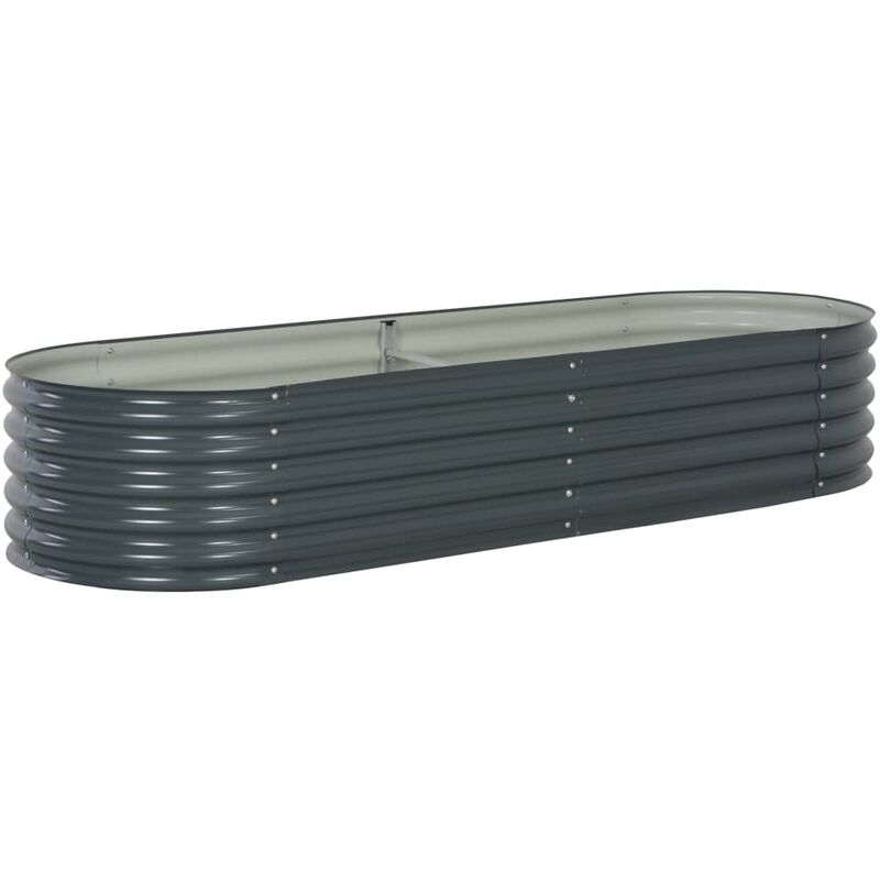Helloshop26 - Jardinière lit surélevé plantes fleurs jardin 240 x 80 x 44 cm acier galvanisé gris - Gris