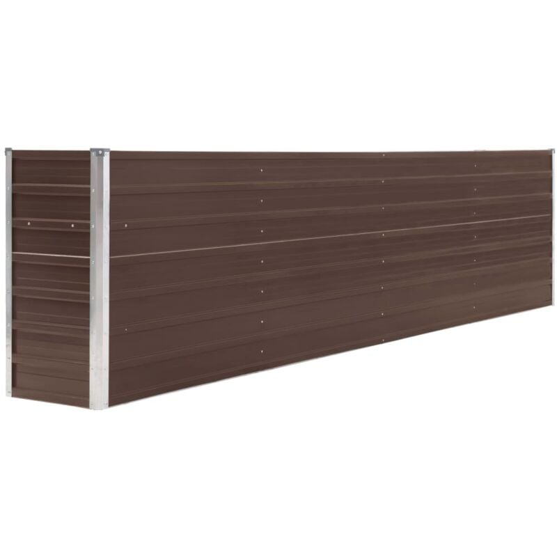 Jardinière lit surélevé plantes fleurs jardin 320 x 40 x 77 cm acier galvanisé marron