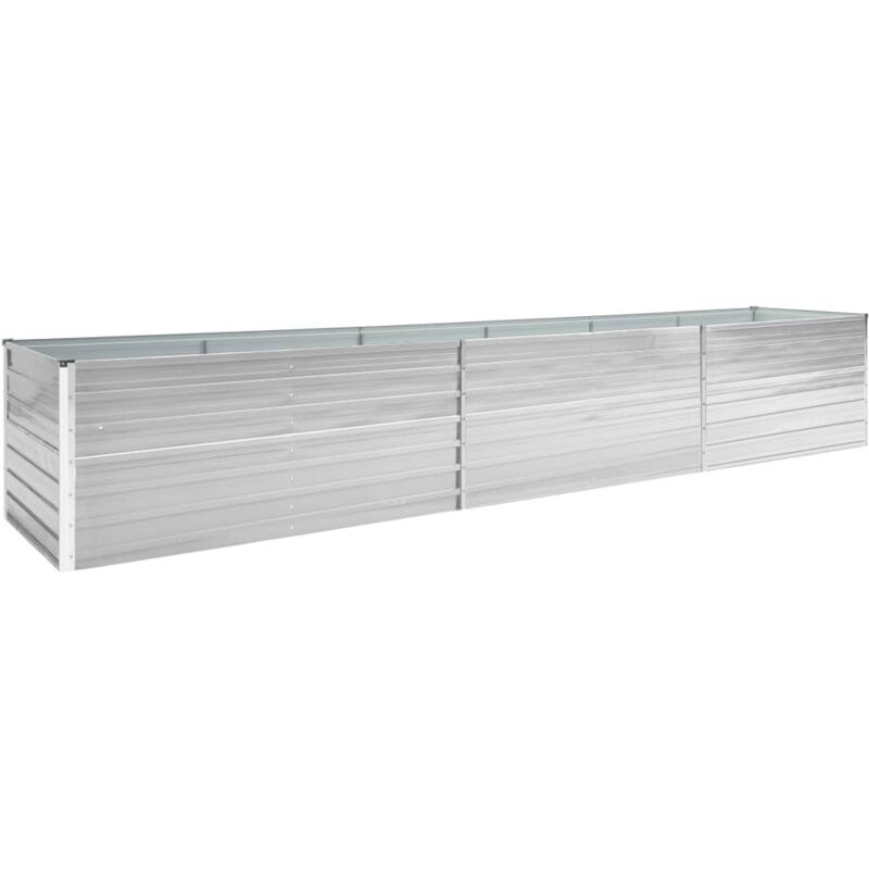 Jardinière lit surélevé plantes fleurs jardin acier galvanisé 480 x 80 x 77 cm gris