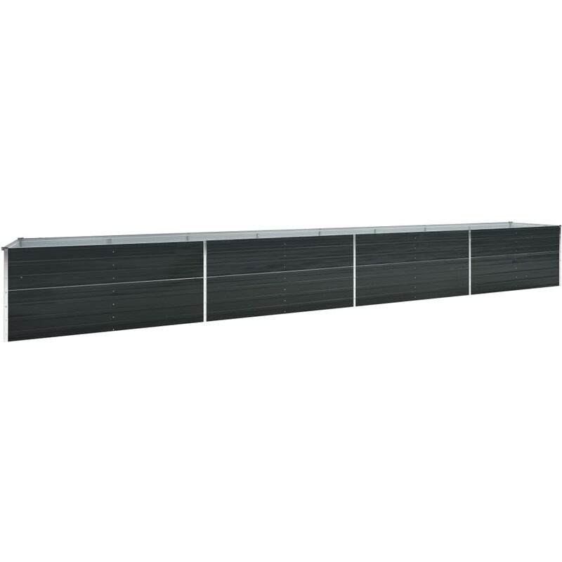 Jardinière lit surélevé plantes fleurs jardin acier galvanisé 600 x 80 x 45 cm anthracite