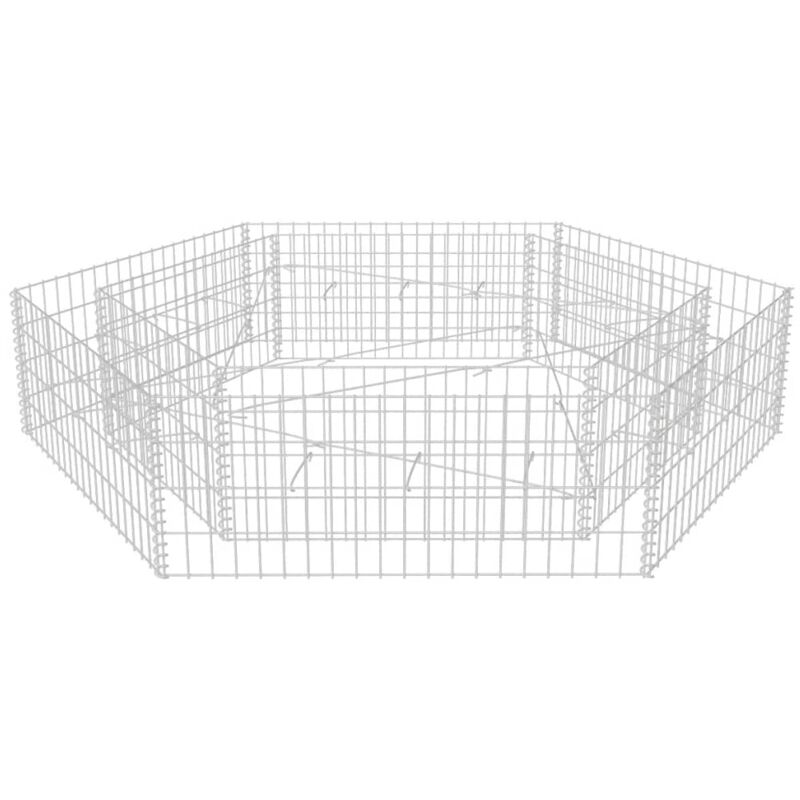 Jardinière lit surélevé plantes fleurs jardin à gabion hexagonale 200 x 173 x 40 cm