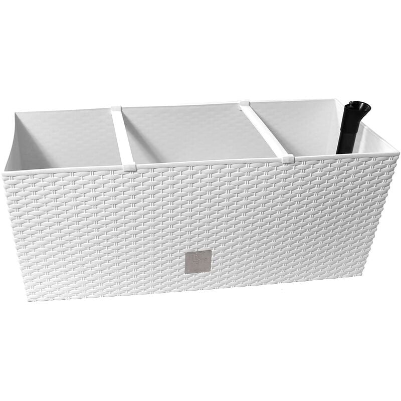 Jardinière Rato 30 litres avec système d'arrosage en blanc 60 x 25 x 24 cm - Blanc