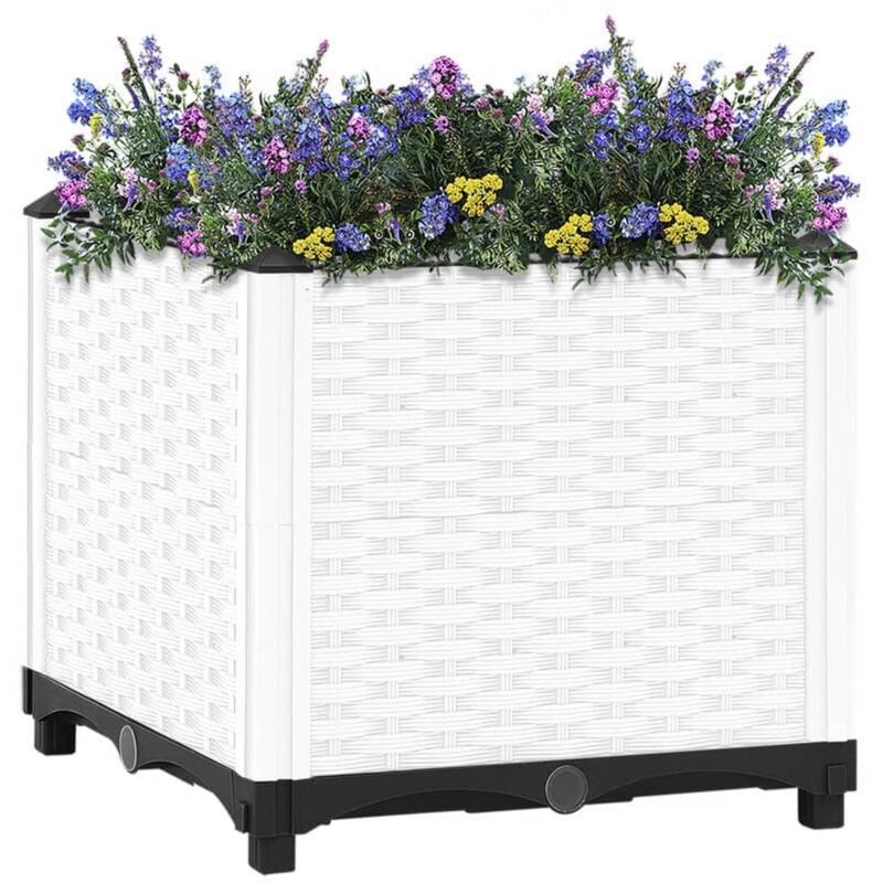Jardinière, Pot de Fleurs d'extérieur, 40x40x38 cm Polypropylène OIB1516E - Blanc