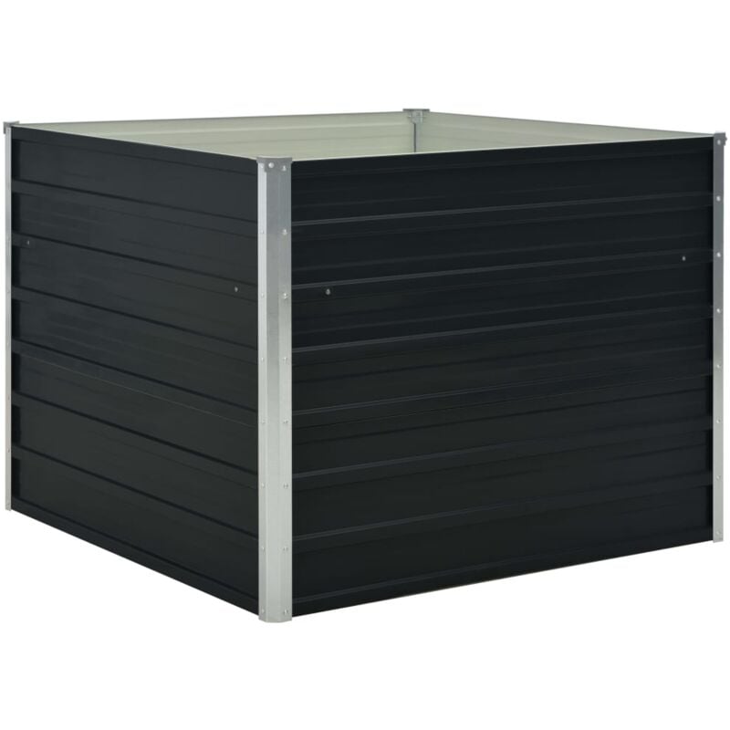 Jardinière, Pot de Fleurs d'extérieur, Lit surélevé Anthracite 100x100x77 cm Acier galvanisé OIB8610E - Anthracite