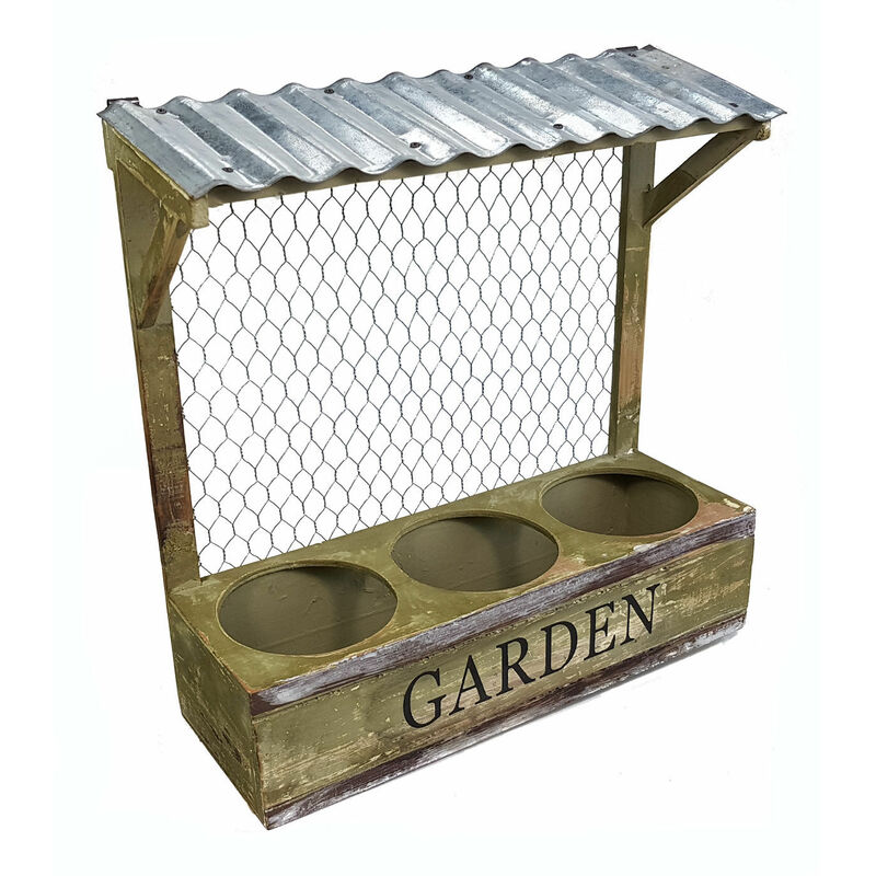 Spetebo - Jardinière pour 3 pots - Inscription : garden