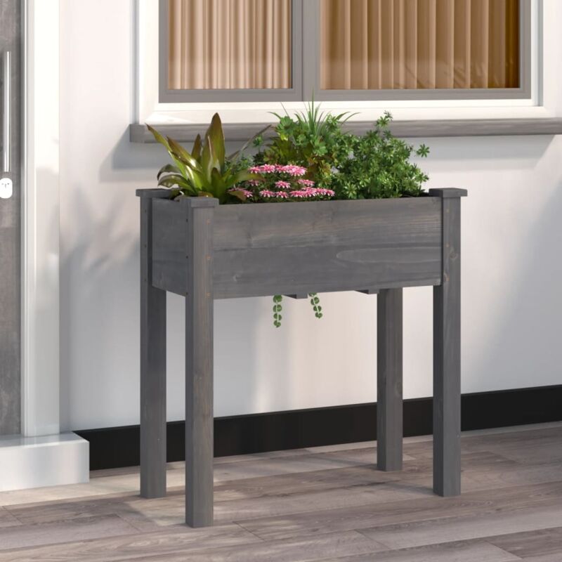 Vidaxl - Jardinière avec doublure gris 71x37x76 cm bois massif de sapin