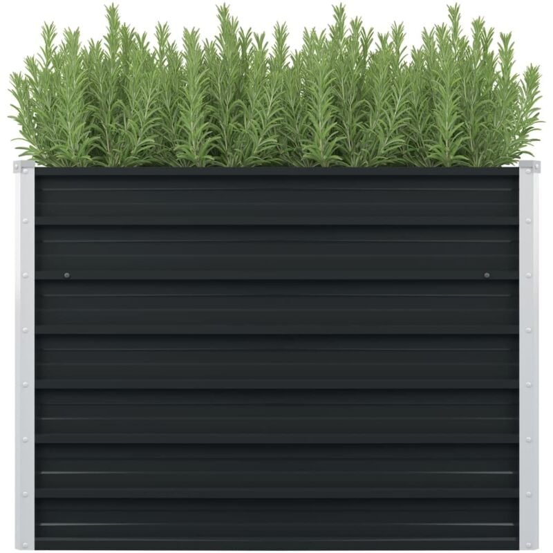 Jardinière surélevée Bac a Fleur Anthracite 100x100x77 cm Acier galvanisé 29028