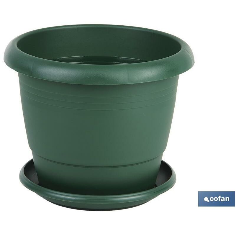 Cofan - Pot de fleurs rond avec soucoupe Spécial pour les plantes et les fleurs Parfait pour placer en extérieur ou en intérieur