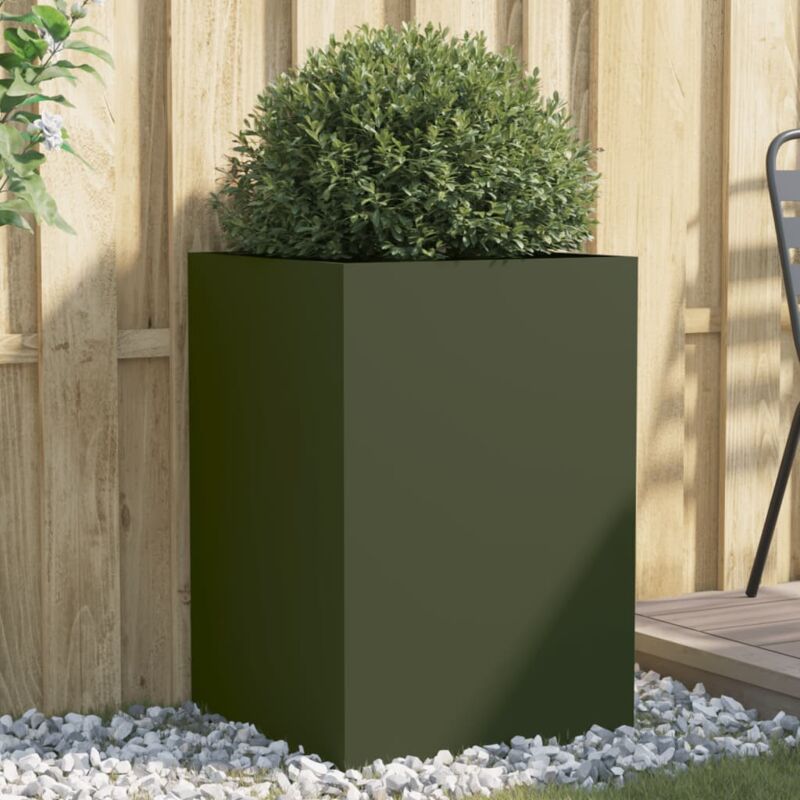 Jardinière vert olive 52x48x75 cm acier laminé à froid