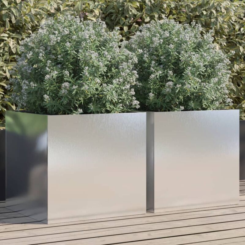 Vidaxl - Jardinières 2 pcs argenté 49x47x46 cm acier inoxydable
