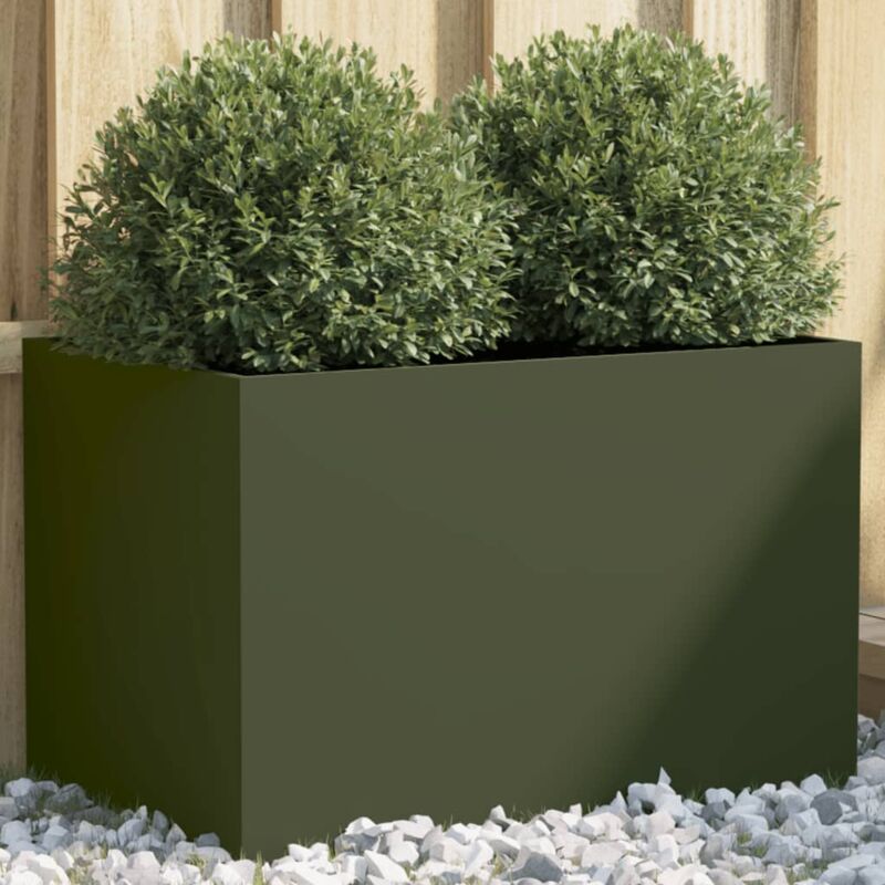 Jardinière vert olive 62x40x39 cm acier laminé à froid Vidaxl Green