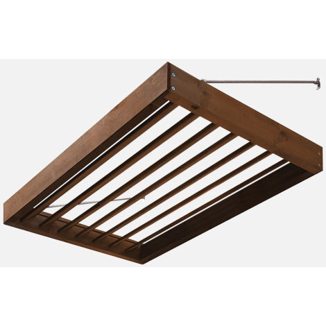 Jardipolys – Auvent brise-soleil contemporain en sapin épicéa traité – 120 cm de large – Toit en verre synthétique anti-UV – Fabrication française