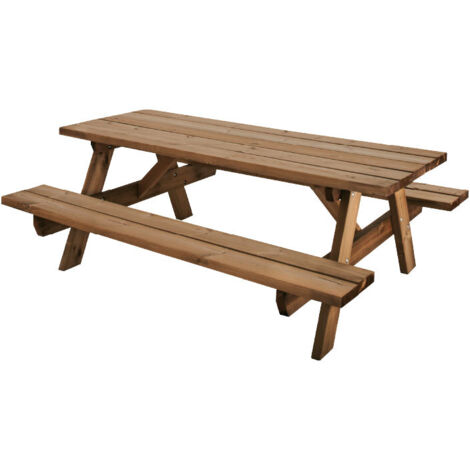 Jardipolys - Table de pique-nique en bois traité rectangle 6 personnes - GARDEN 200B
