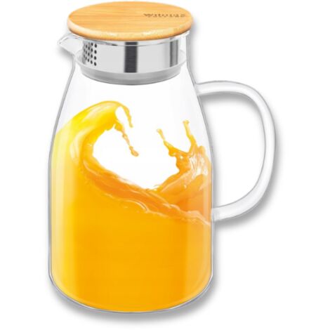 Jarra de cristal para bebidas, zumos y agua con tapa de bambú Wilmax 1,5 L