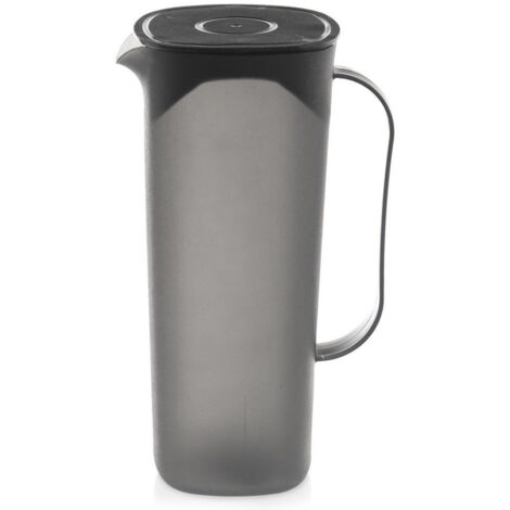 Jarra de plástico con tapa, negra, 1,8 l