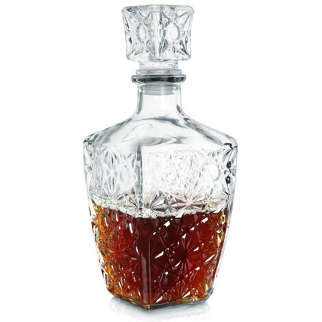 Jarra de whisky de cristal con tapón de corcho, 830 ml.