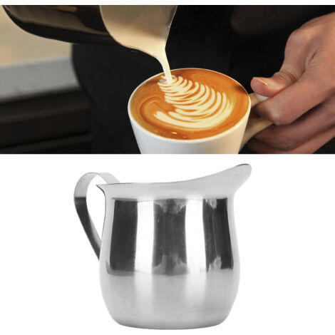 Jarra ergonómica de acero inoxidable de 237 ml (8 onzas) para leche – jarra para espumar café y leche.